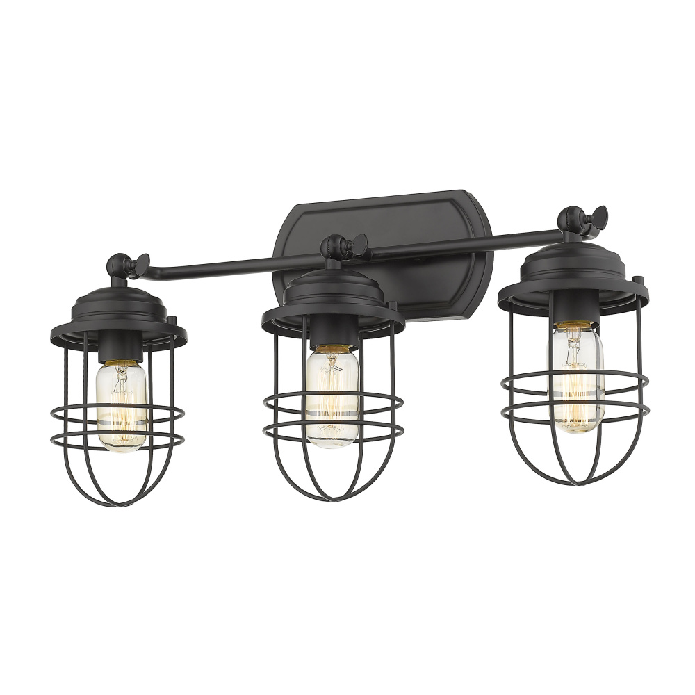 Golden Lighting Seaport 3-light Vanity in Matte Black